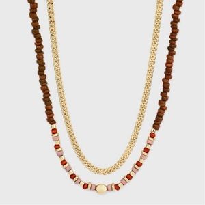 Wooden Beaded Multi-Strand Necklace . A New Day Purple/Red